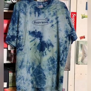 Supreme custom Tie-Dye warning tee